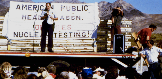 Vic speaking at APHA nuclear testing protest